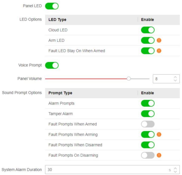 Hikvision AXE PRO - DSPWA64KITWE - Options du panneau - 1