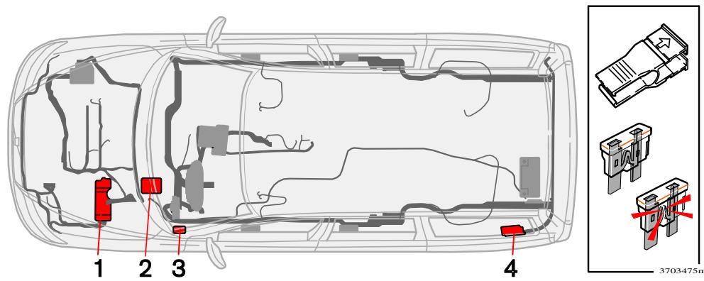 VOLVO V70 - V70R - XC70 (2004-2007) - Fusibles, remplacement d'ampôules - 1