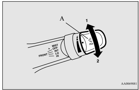 MITSUBISHI Mirage G4 (2016-2019) - Réglage de l'intervalle de fonctionnement intermittent - 1