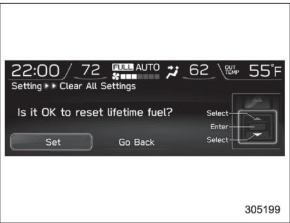 SUBARU WRX - WRX STI (2018) - Réinitialisation de la consommation de carburant pour toute la durée de vie du vehicule - 1