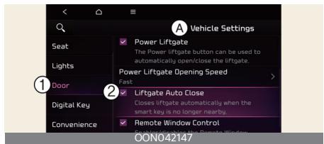 KIA Telluride Phase 2 (2023) - Configuration de la fermeture automatique du hayon électrique - 1