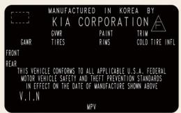 KIA Telluride Phase 2 (2023) - Étiquette de certification - 1