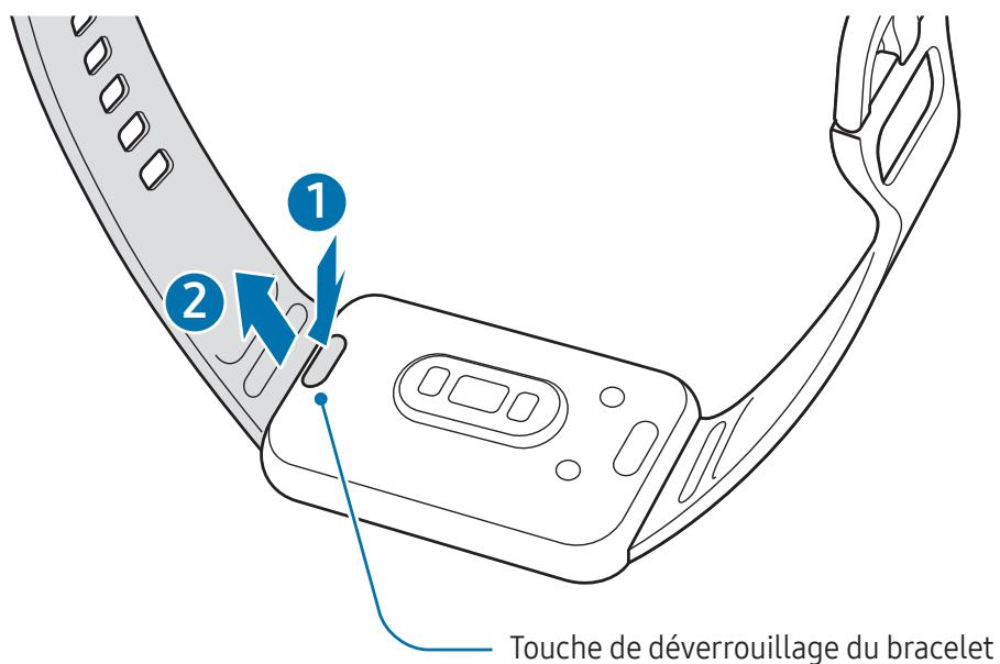1 2 Touche de déverrouillage du bracelet