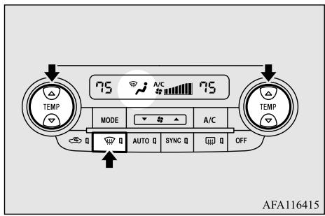 75 A/C 75 TEMP MODE A/C AUTO SYNC OFF AFA116415