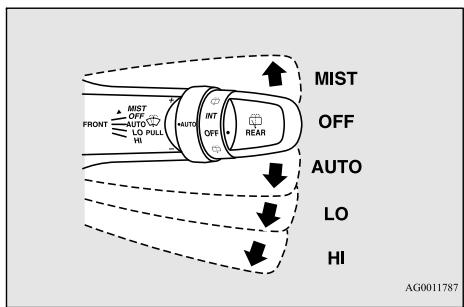 MIST OFF AUTO LO HI FRONT MIST OFF AUTO LO PULL HI AUTO OFF REAR I AG0011787