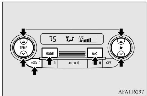 75 A/C TEMP MODE A/C AUTO OFF AFA116297