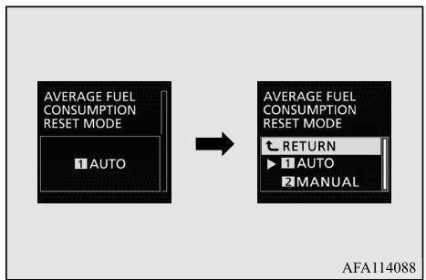 MITSUBISHI Eclipse Cross (2017-2021) - Modification du mode de réinitialisation de la consommation moyenne en carburant et de la vitesse moyenne - 1