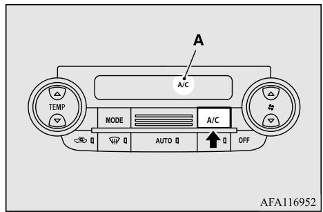 A A/C TEMP MODE A/C AUTO OFF AFA116952
