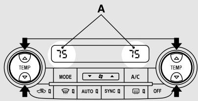 A 75 75 MODE AUTO SYNC OFF TEMP TEMP