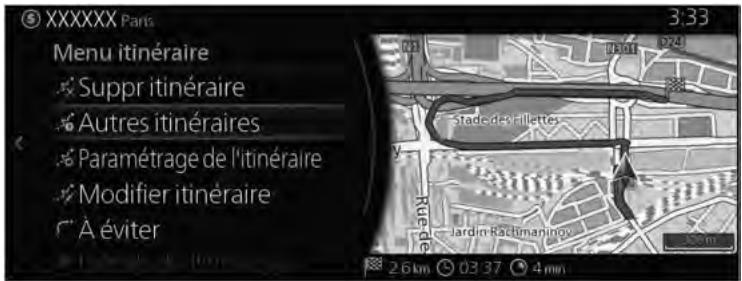 MAZDA 3 BP (2019) - Système de navigation - Vérifier des itinéraires alternatifs au moment de la planification de l'itinéraire - 2