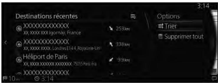 MAZDA 3 BP (2019) - Système de navigation - Sélectionner une destination récente à partir de l'Historique - 4