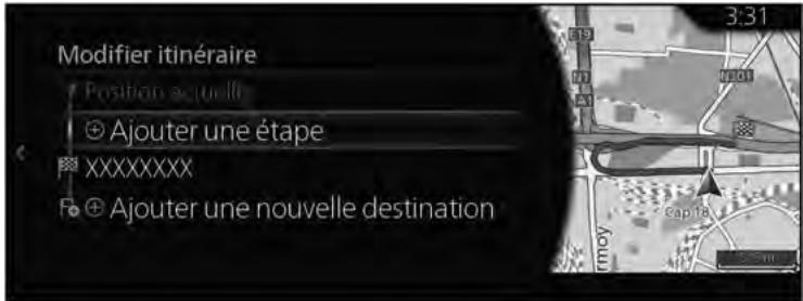 MAZDA 3 BP (2019) - Système de navigation - Modifier la liste des destinations (Modifier itinéraire) - 2