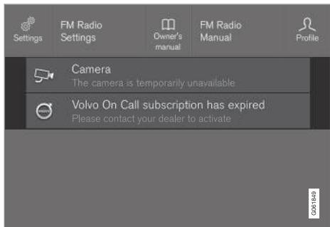 VOLVO XC90 2 Phase 2 (2019-2023) - Message sur l'écran central - 1
