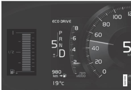 VOLVO XC90 2 Phase 2 (2019-2023) - Jauge de carburant sur l'écran conducteur 12 pouces : - 1