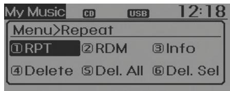 HYUNDAI xcent (2014-2020) - MENU : mode my music (le cas échéant) - 1