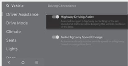 HYUNDAI Tucson NX4 Phase 2 (2024) - Réglages de l'assistance à la conduite sur autoroute - 1