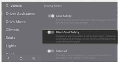 HYUNDAI Tucson NX4 Phase 2 (2024) - Réglages de l'assistance à l'évitement de collision dans l'angle mort - 1