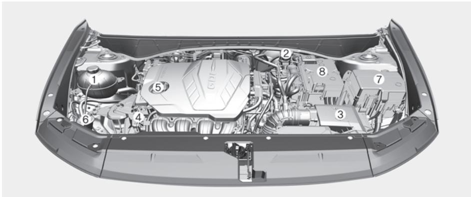 HYUNDAI Tucson NX4 Phase 2 (2024) - Vue d'ensemble du compartmentement moteur - 1