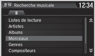 Honda Jazz 3 Phase 2 (2018-2020) - Comment sélectionner un morceau à partir de la liste de recherche de musique - 2