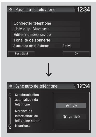 Honda Jazz 3 Phase 2 (2018-2020) - ■ Lorsque la fonction Sync auto de téléphone est réglée sur Activé : - 1