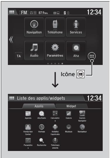 Honda Jazz 3 Phase 2 (2018-2020) - ■ Pour utiliser les applications ou widgets - 1
