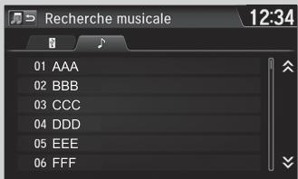 Honda Jazz 3 Phase 2 (2018-2020) - Comment sélectionner un morceau à partir de la liste de recherche de musique - 4
