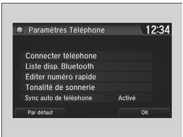 Honda Jazz 3 Phase 2 (2018-2020) - ■ Ecran des paramètres du téléphone - 1