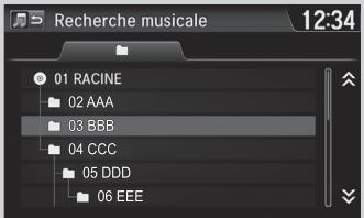 Honda Jazz 3 Phase 2 (2018-2020) - Comment sélectionner un fichier à partir de la liste de recherche de musique (MP3/WMA/AAC) - 2