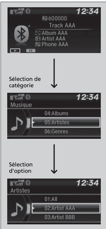 Honda Jazz 3 Phase 2 (2018-2020) - Sélectionner un morceau dans la liste de recherche musicale à l'aide du bouton de sélection - 1