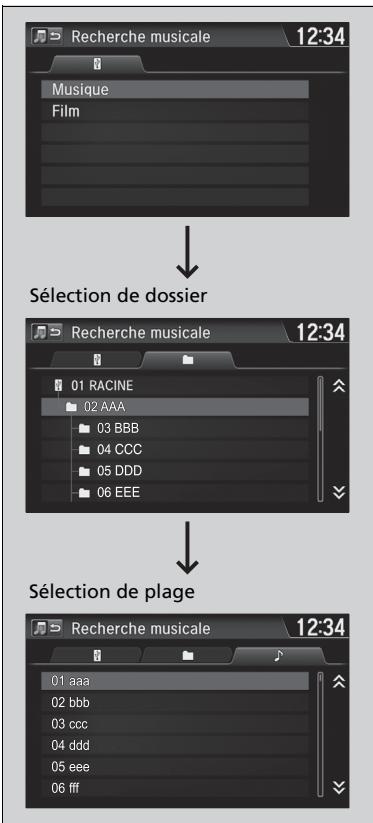 Honda Jazz 3 Phase 2 (2018-2020) - Comment sélectionner un fichier à partir de la liste de recherche de musique - 1