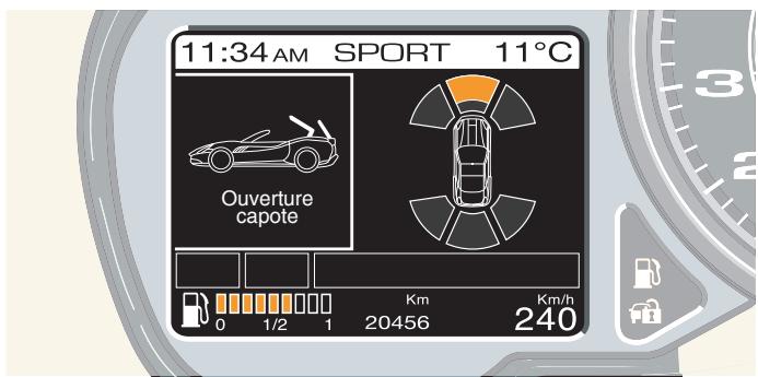FERRARI California (2009-2014) - Affichage simultané des capteurs de stationnement et d'autres systèmes - 1