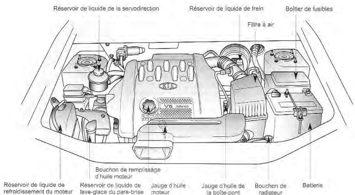 KIA Sedona KV2 (2002-2005) - COMPARTIMENT MOTEUR - 1