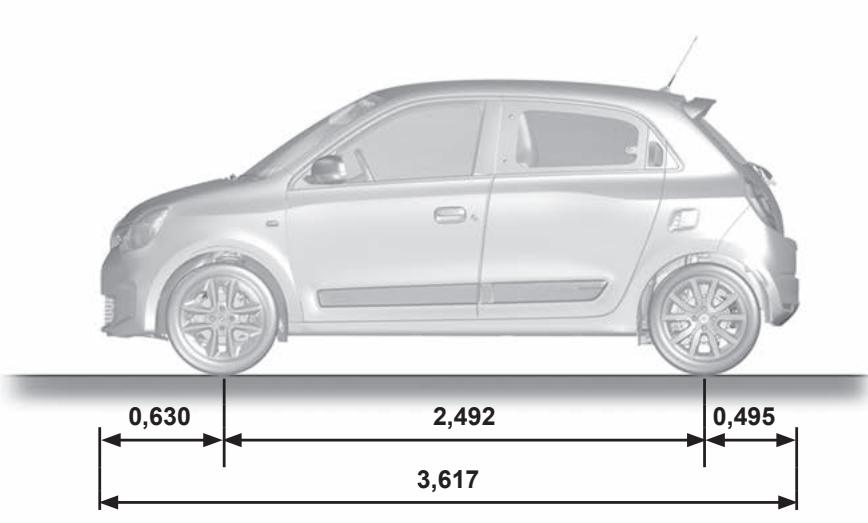 RENAULT Twingo 3 E-TECH (2019) - Dimensions (en mètres) - 1
