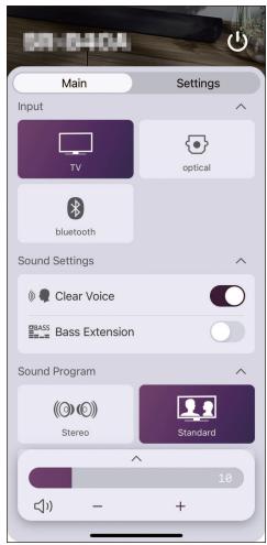 YAMAHA SRB40A - Commande de la barre de son au moyen de l'application pour smartphone (Sound Bar Remote) - 2