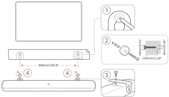JBL BAR300MK2 - Montage mural - 1