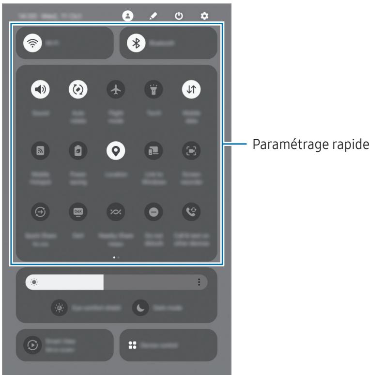 SAMSUNG Galaxy Tab S9 Wi-Fi - Utiliser le volet de paramétrage rapide - 1