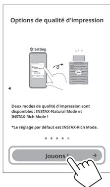 FUJIFILM Instax.SquareLink - Des instructions rapides sont affichées. Lisez-les et appuyez sur [Jouons]. - 5