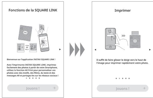 FUJIFILM Instax.SquareLink - Des instructions rapides sont affichées. Lisez-les et appuyez sur [Jouons]. - 1