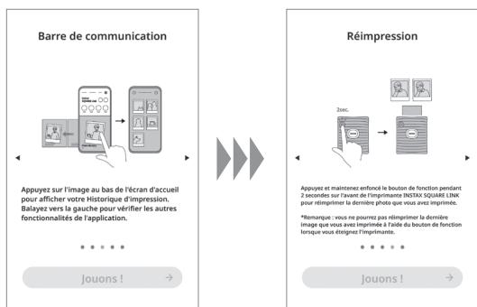 FUJIFILM Instax.SquareLink - Des instructions rapides sont affichées. Lisez-les et appuyez sur [Jouons]. - 3