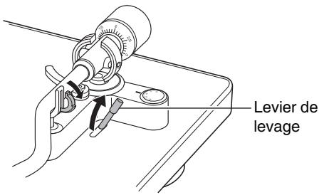 DENON DP400BKEM - Libérez le verrouillage du repose-bras et soulevez le levier de levage. - 1