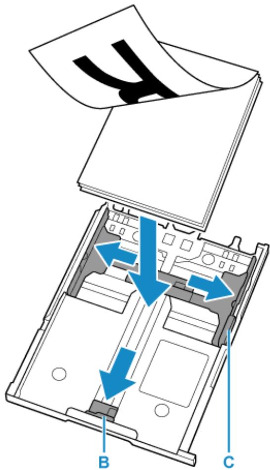 CANON TS4150IWH - Faites glisser les guides papier (B) vers l'avant et (C) vers la droite pour ouvrir les guides. - 1
