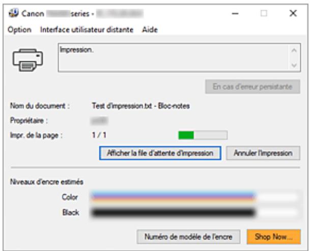 CANON TS4150IWH - Lancement de l'écran d'etat Canon IJ - 2
