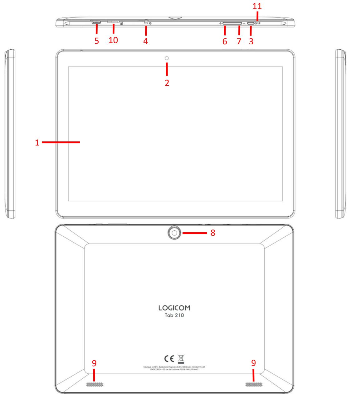 LOGICOM TAB210 - Descriptif de la Tablette. - 1