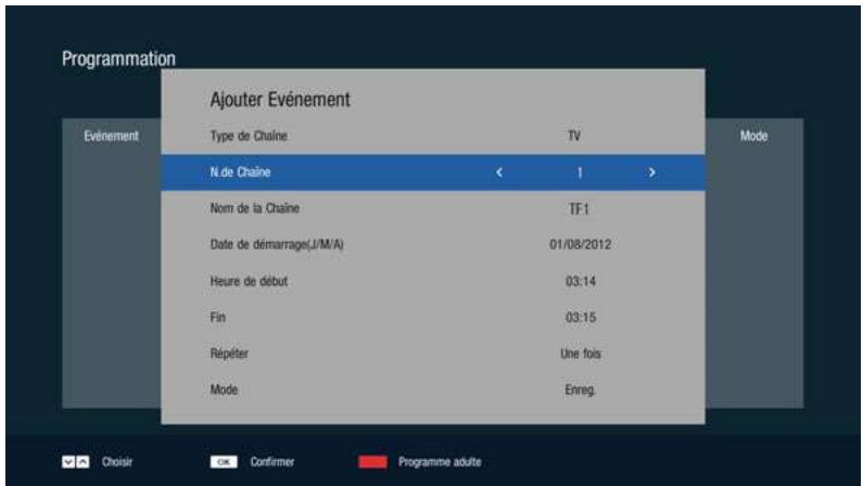 CGV PREMIOSATHDW7V2 - LISTE DES PROGRAMMATIONS DES FUTURS ENREGISTREMENTS ET TIMER D'ENREGISTREMENT - 1