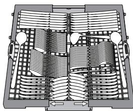 WHIRLPOOL WH7IPC15BM61 - Les couteaux et autres ustensiles avec des bords tranchants doivent etre placés dans le panier a couvert avec la pointe vers le bas. - 1