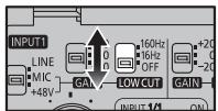 PANASONIC DMWXLR1E - Réglez le commutateur LOW CUT (INPUT1, INPUT2) sur [16Hz] ou [160Hz]. - 3