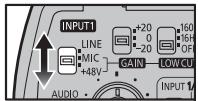 PANASONIC DMWXLR1E - Réglez le commutateur LINE/MIC/+48V (INPUT1, INPUT2) selon le dispositif raccordé. - 1