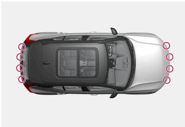 VOLVO C40 (2024) - Emplacement des capteurs de stationnement - 1