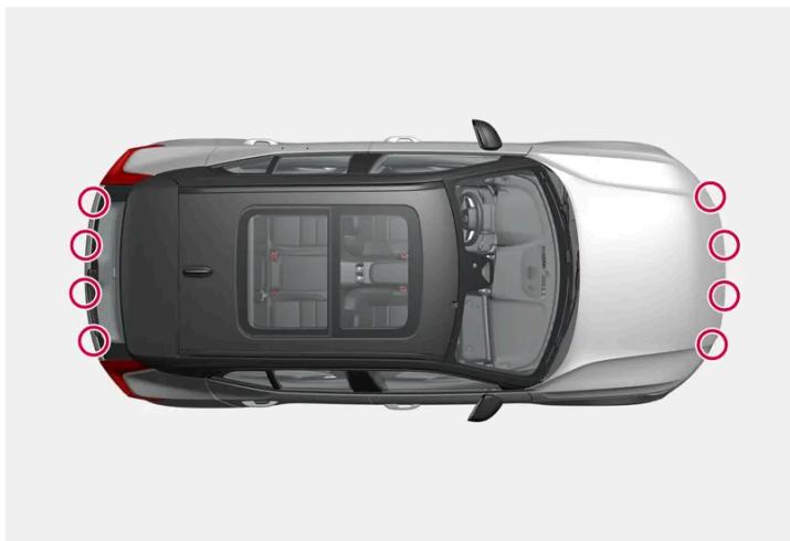 VOLVO C40 (2024) - Emplacement des capteurs de stationnement - 1