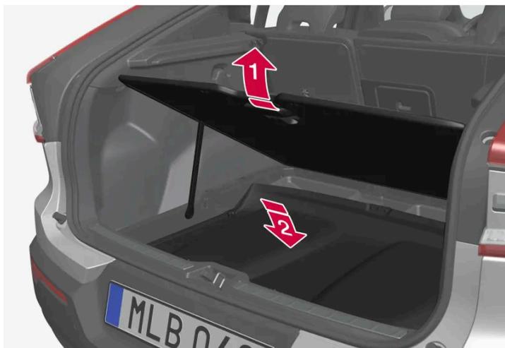 VOLVO C40 (2024) - Rangement de la plage arrêté sous le plancher du compartment à bagages - 1